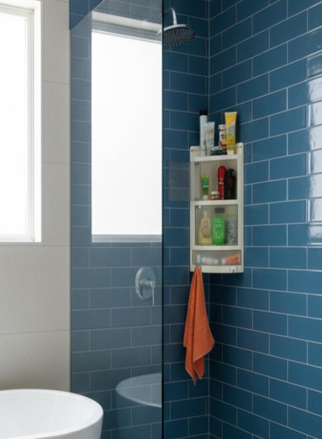 BRANCO Crystal Corner Cabinet for Bathroom | Plastic Corner Cabinet | (Made in India) | Corner Shelves Wall Mounted | Bathroom | BRC-716 (55x29x18cm) - Image 5